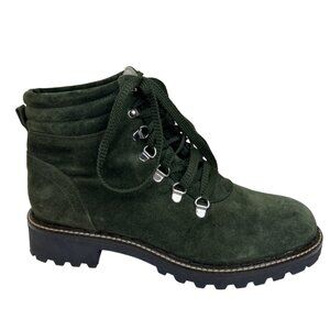 Celtic & Co. Hiking Boots Women's Suede Shearling Green Lace Up Italy Gorpcore 9